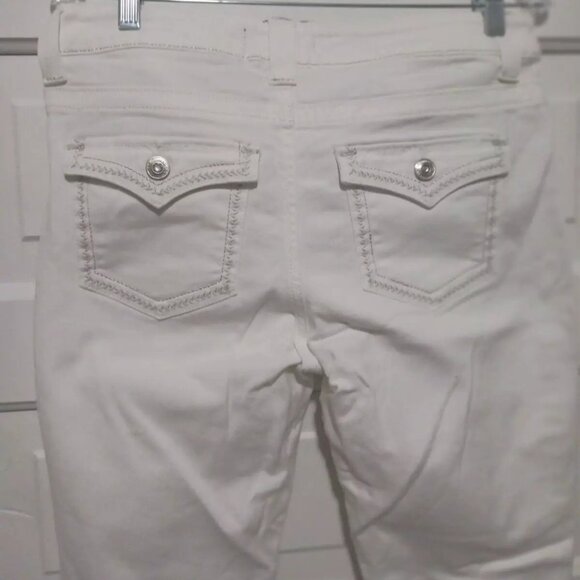 Womans Lee Platinum Sz 12 Short Jewel Silver Trim White Jeans - Picture 7 of 8